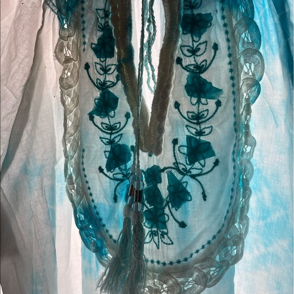 Chelsea and Violet the dyed turquoise blue Tunic Dress with Tassels and ruffles - Picture 3 of 9